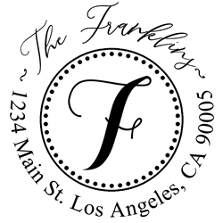 Solid Line and Dot Border Letter F Monogram Stamp Sample